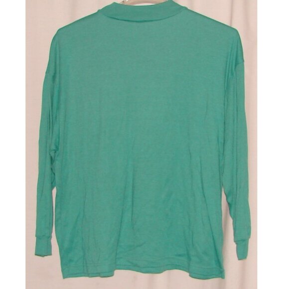 Vtg International Sportswear Mock Neck Pullover TOP, Plus Size 3X, Seafoam Green - Picture 4 of 6